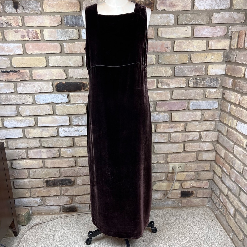 VINTAGE LOFT dark chocolate brown brown silk velvet column gown